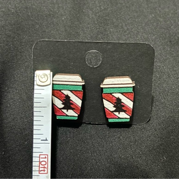 Christmas Coffee Earrings - Picture 3 of 3